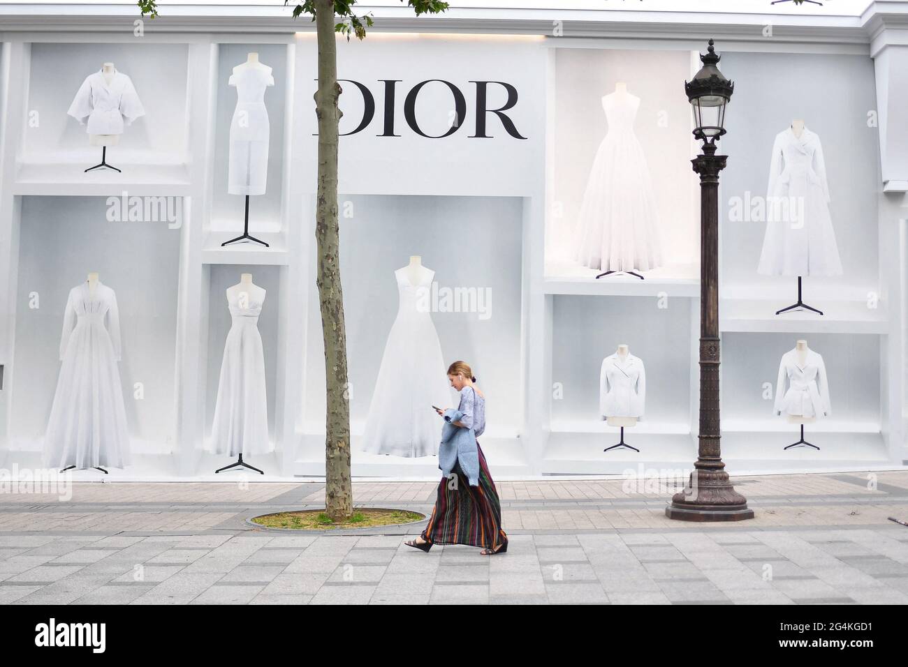 An outside view of Dior's new HQs under renovation on the Champs