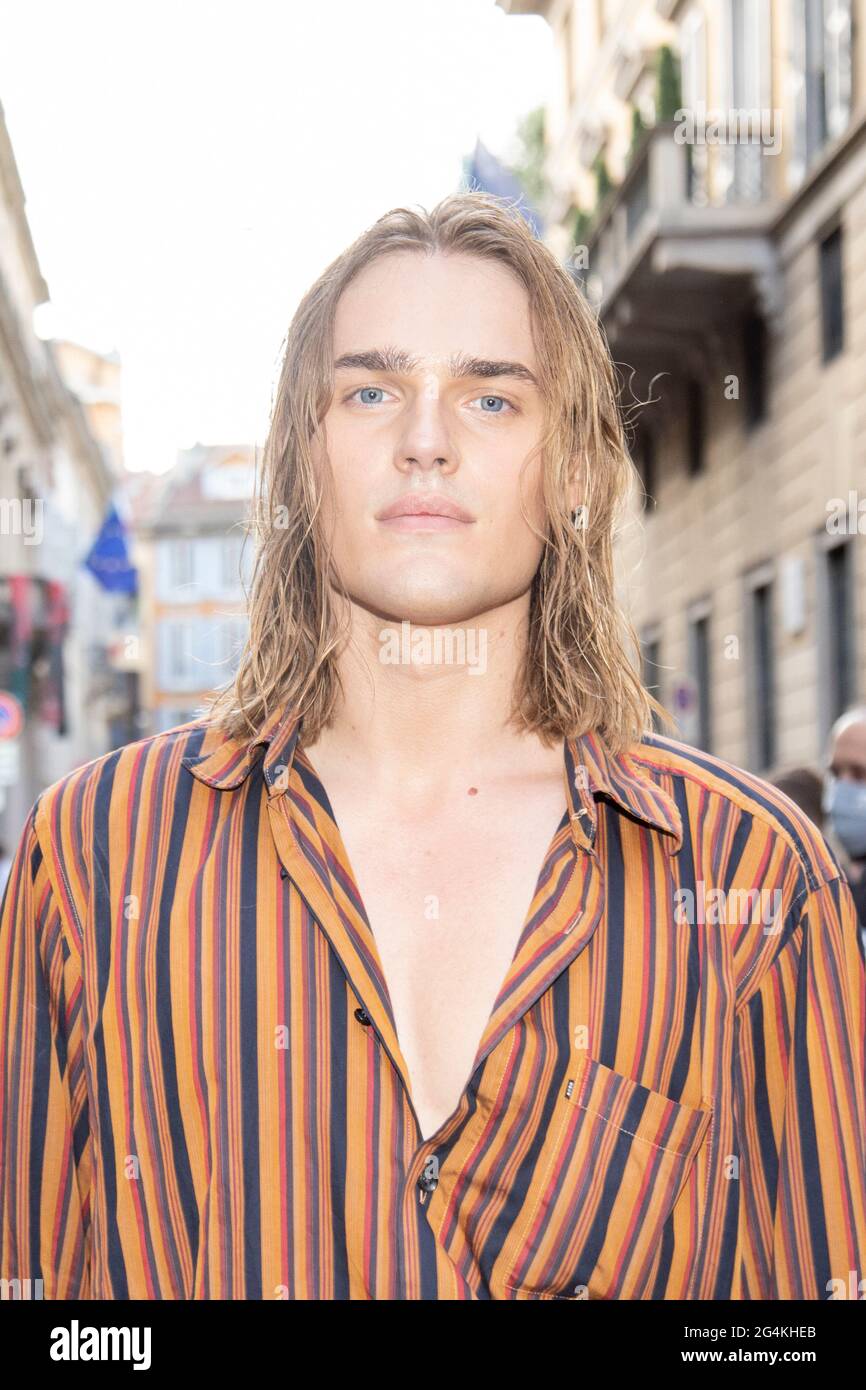 Dutch model Ton Heukels, one of the protagonists of the Giorgio Armani  fashion show, one of the few shows in the presence of the Milan Fashion  Week dedicated to men's collections spring