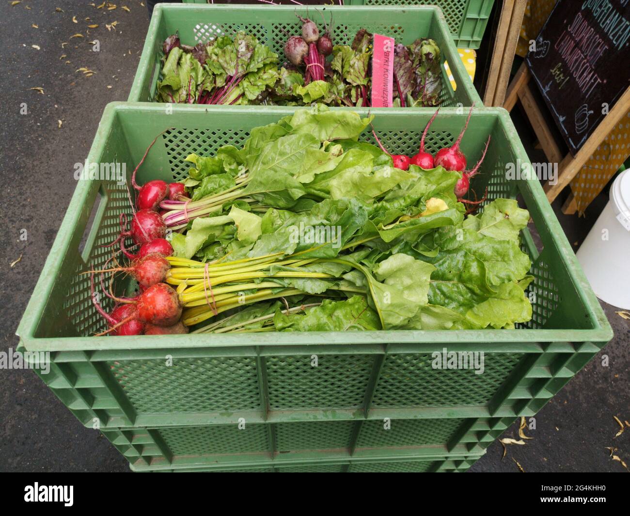 Selective focus shot of beetroots in boxes at a market Stock Photo - Alamy