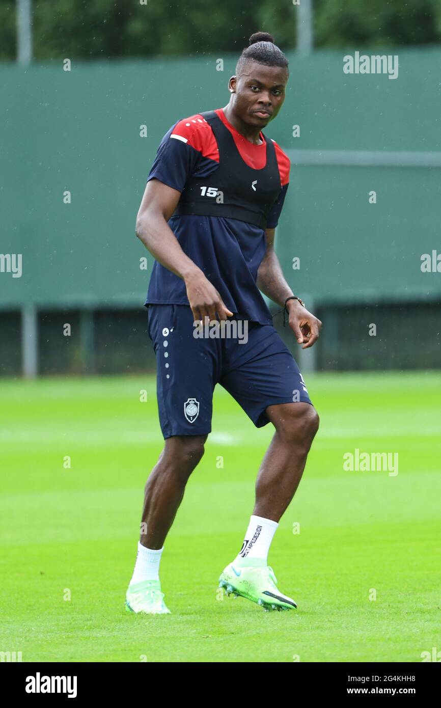 Antwerp's Frank Boya pictured during the first training session for the new season 2021-2022 of Jupiler Pro League first division soccer team Royal An Stock Photo