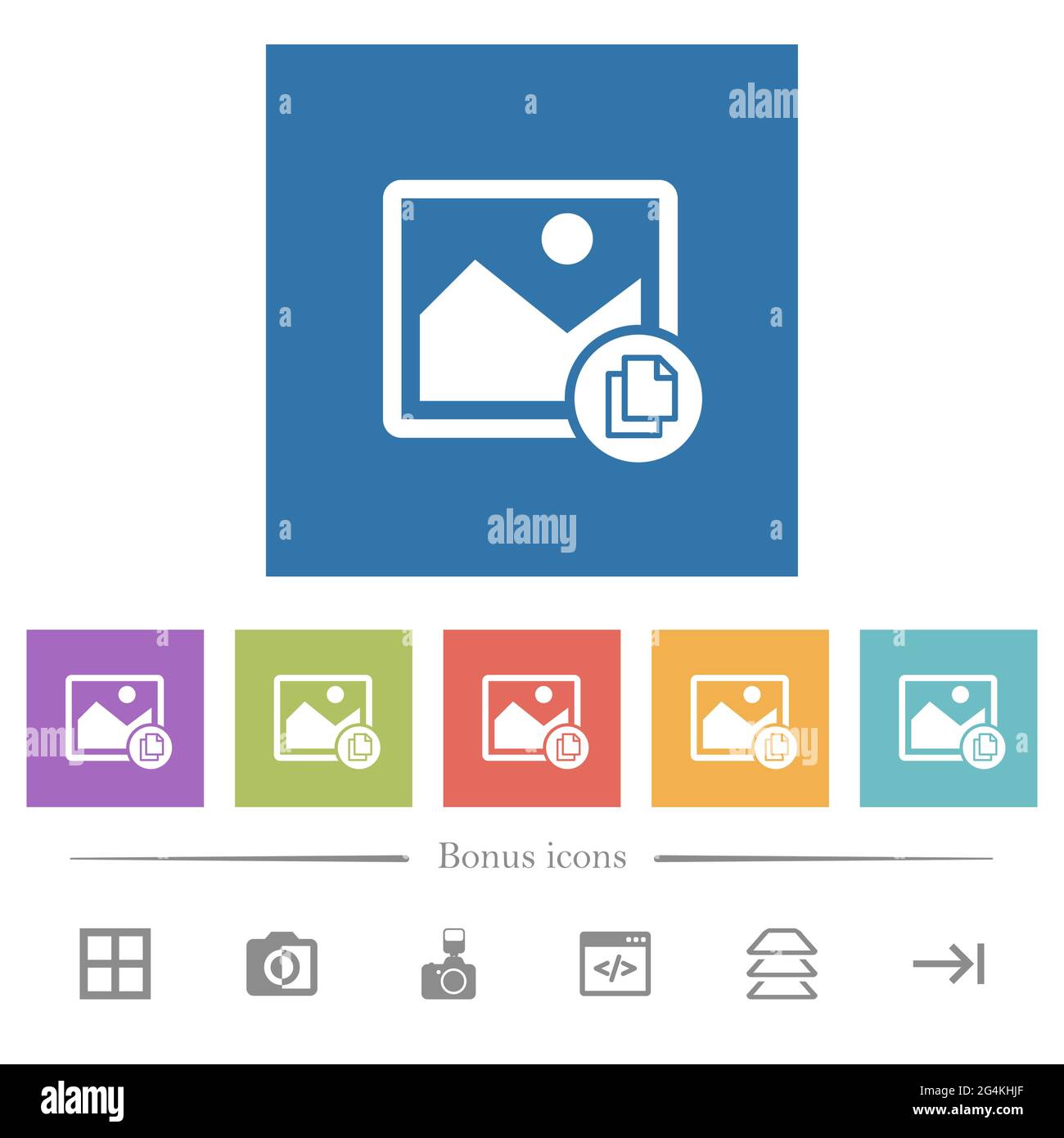 Copy image flat white icons in square backgrounds. 6 bonus icons ...