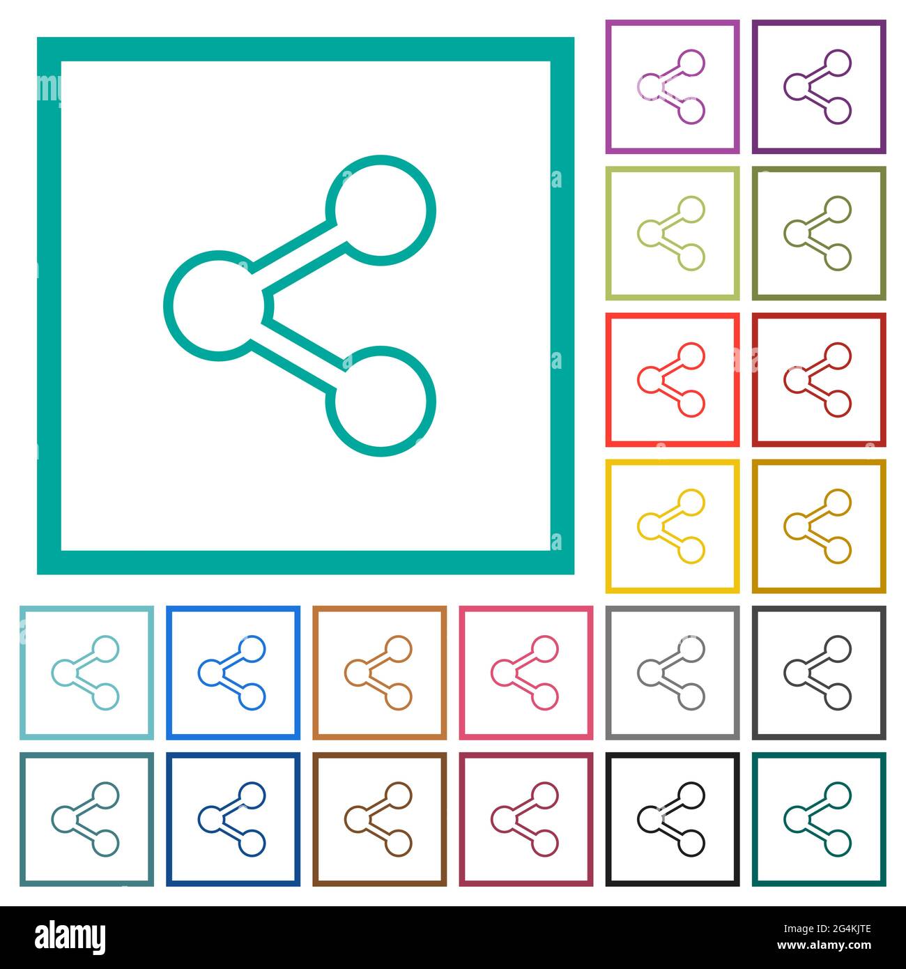 Share flat color icons with quadrant frames on white background Stock ...