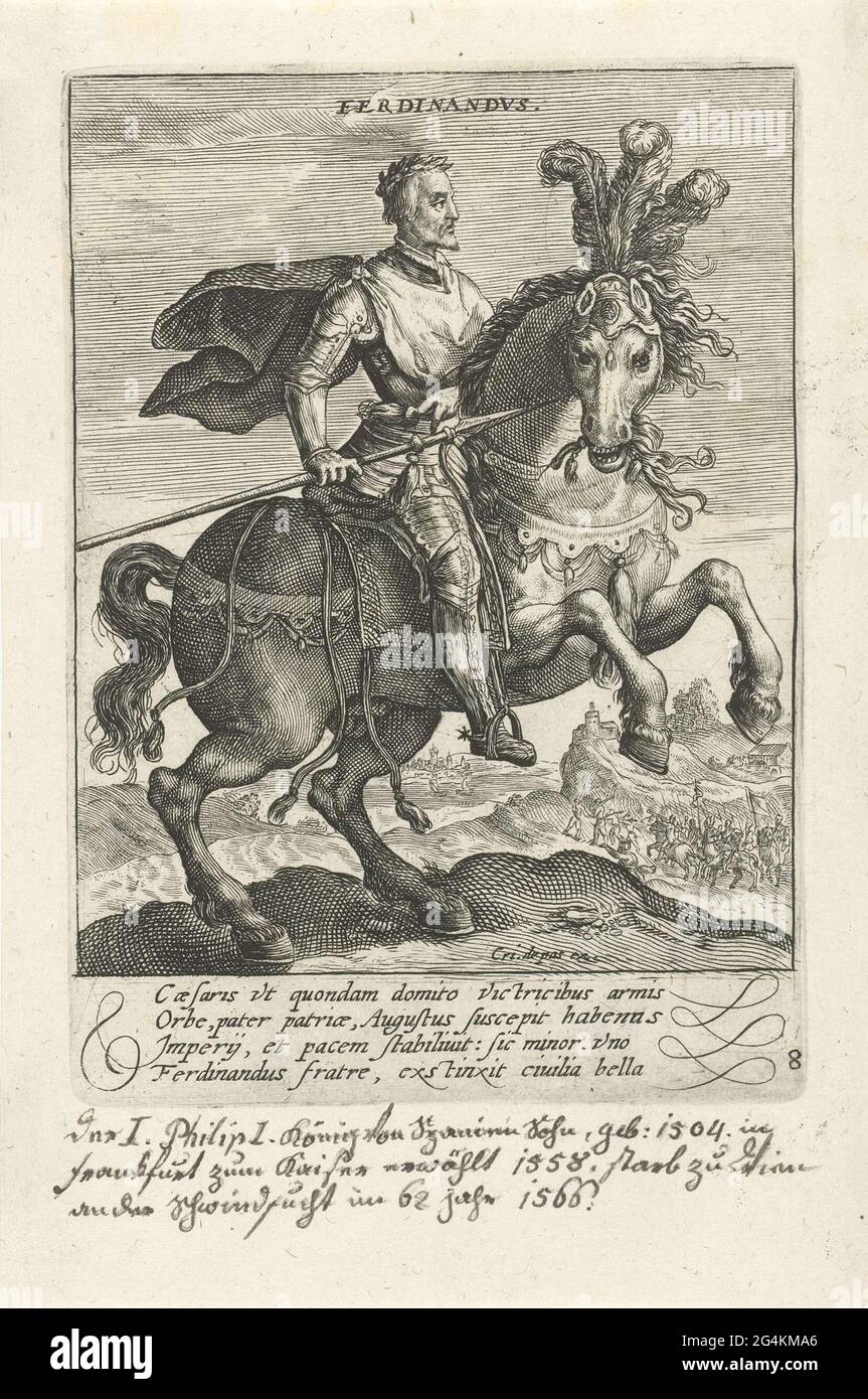 . Ferdinand I van Habsburg, german emperor, on horseback. In the