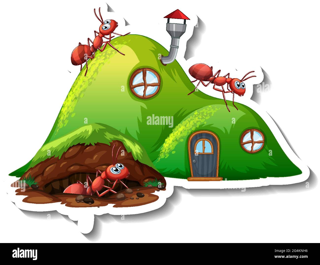 A sticker template with Fantasy ant nest isolated illustration Stock Vector
