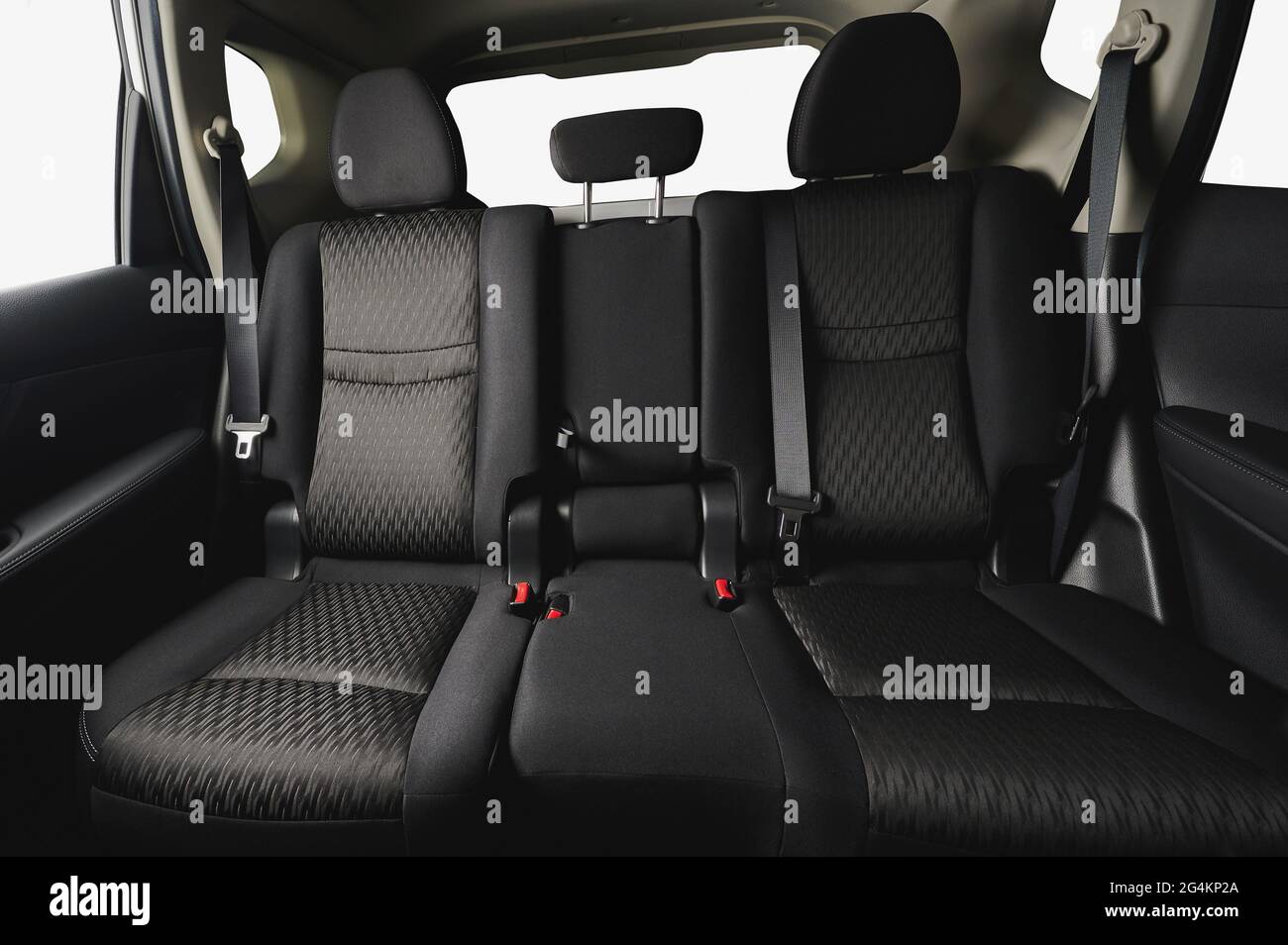 Cloth comfortable rear clean car seat of modern suv Stock Photo