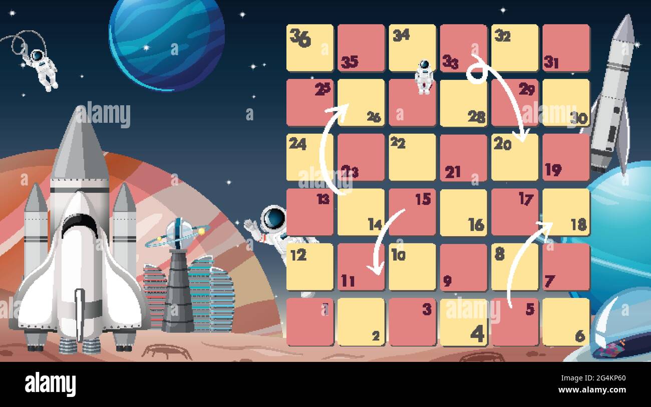 Board game with space theme template illustration Stock Vector Image ...