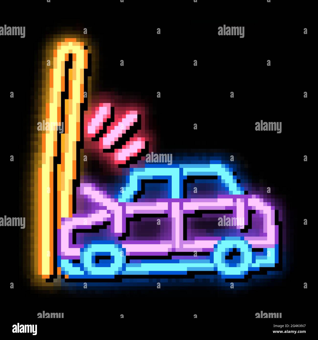 plunging car into pole neon glow icon illustration Stock Vector Image ...