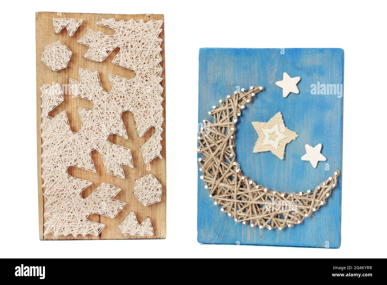 String art. Handmade boards Stock Photo Alamy