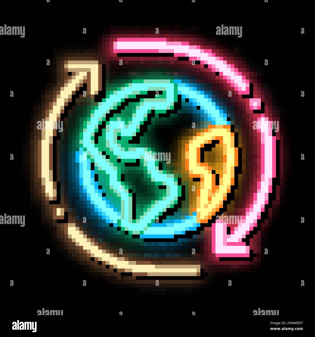 planet rotation neon glow icon illustration Stock Vector