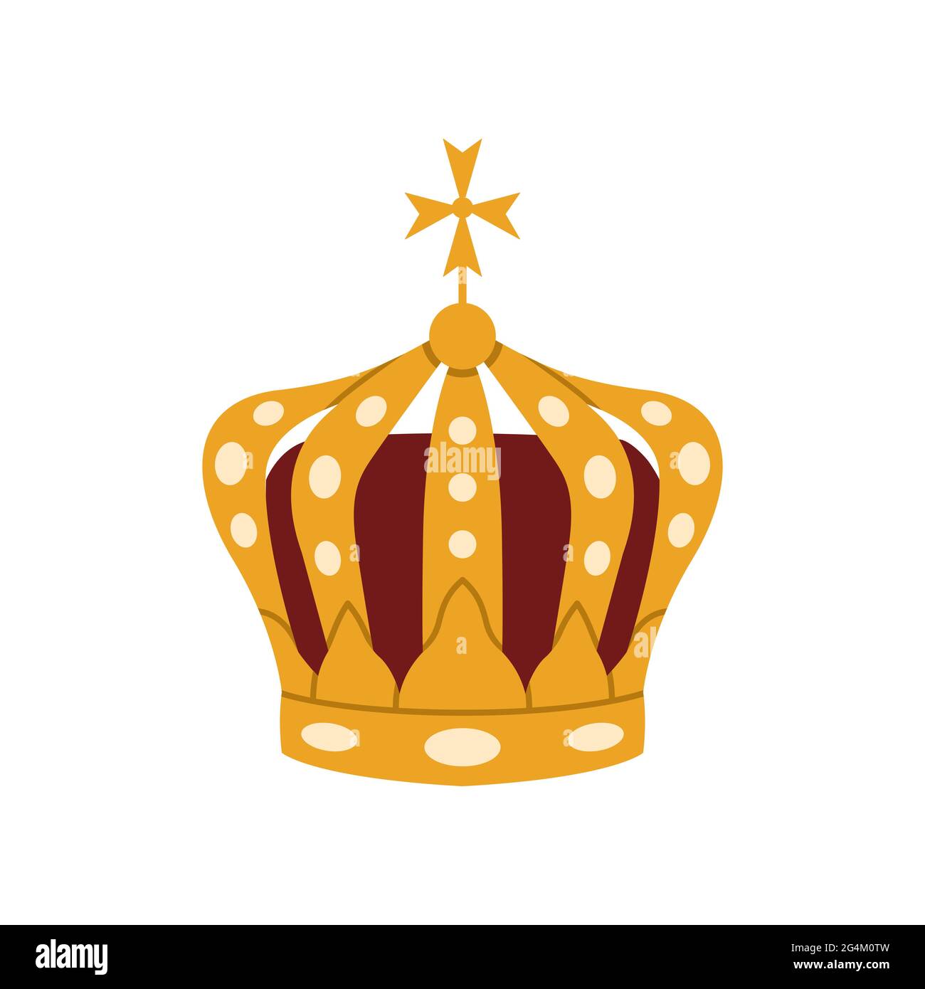 Vector illustration of a golden royal crown with gems on a white ...