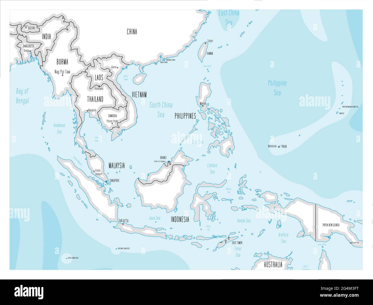 Southeast Asia map - hand-drawn cartoon style Stock Vector