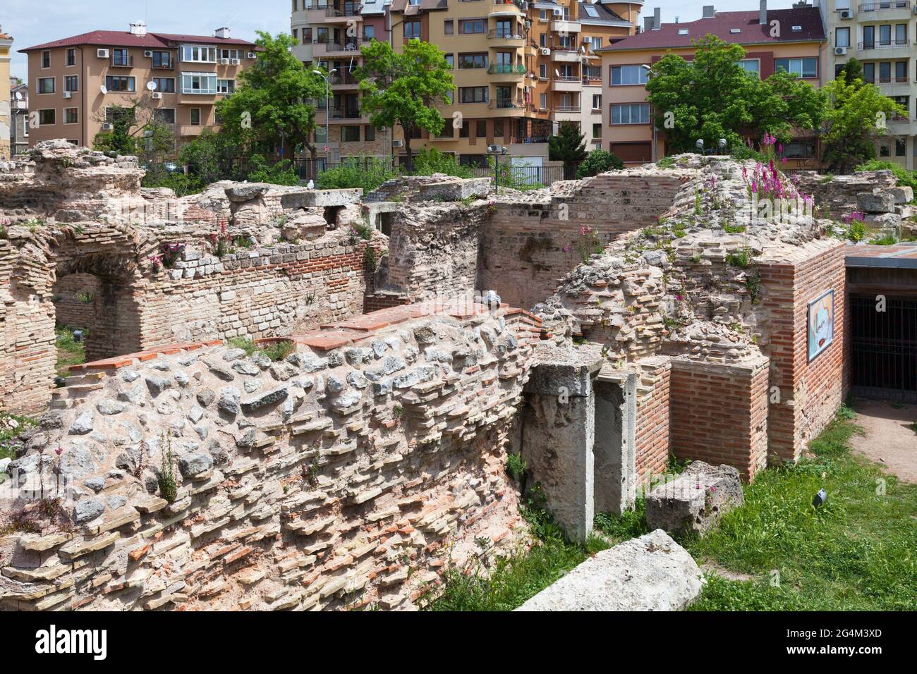 The Roman Baths of Varna in Bulgaria is an archeological site featuring an ancient Roman thermal bathhouse built in the late 2nd century CE. Stock Photo