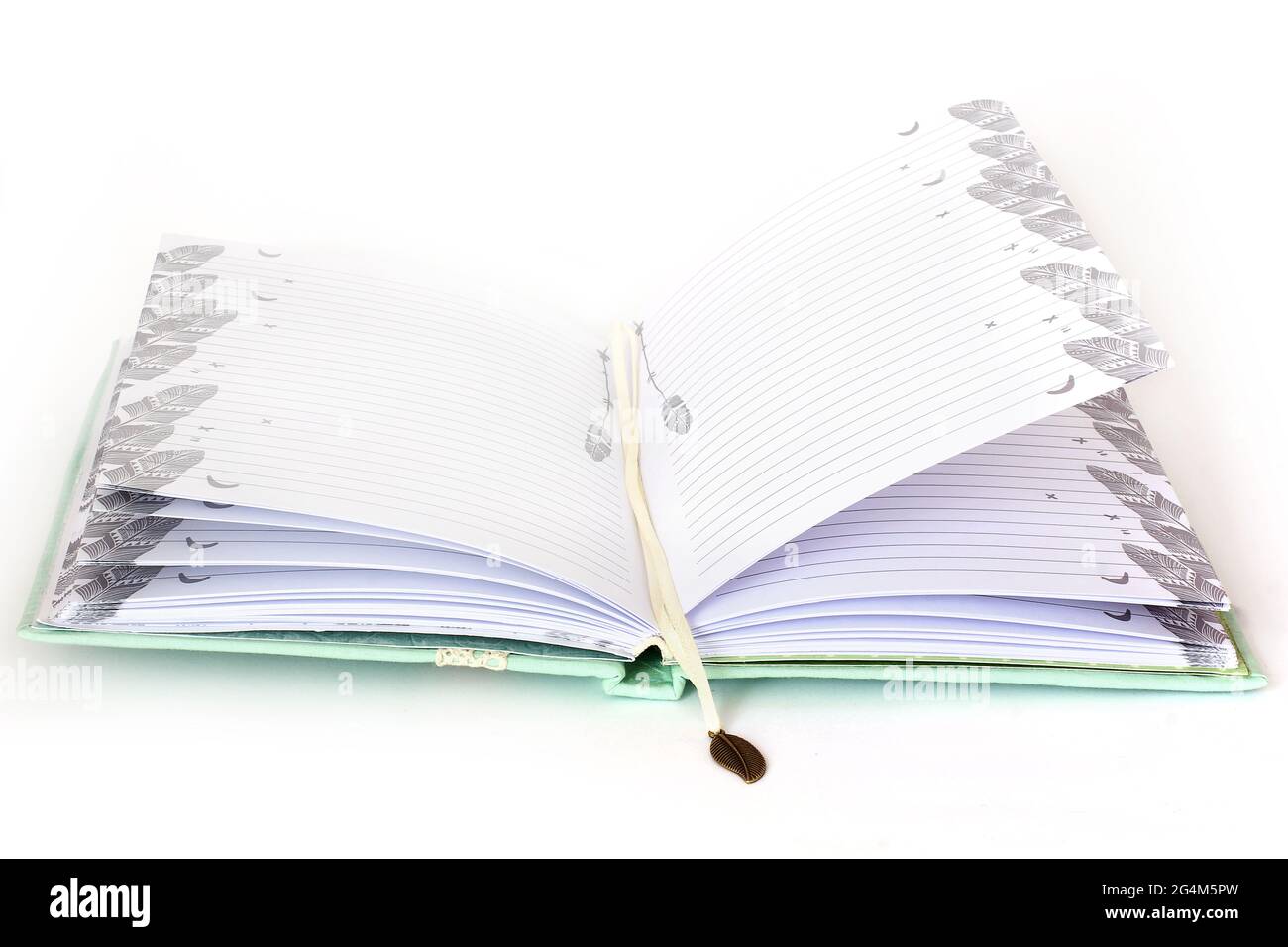 Handmade notepad. Beautiful notebook on white background Stock Photo