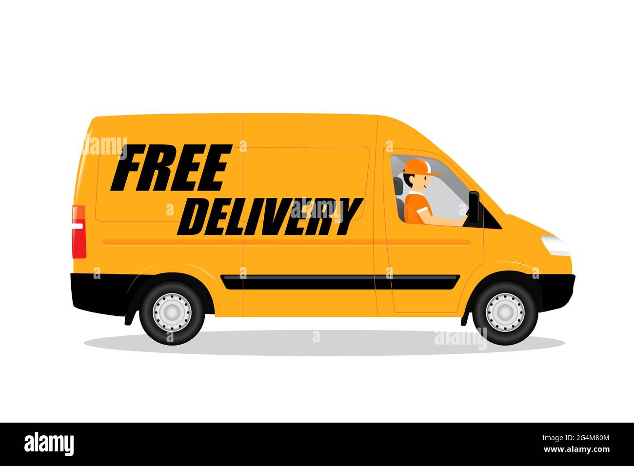 Free delivery van, Cartoon man smile and driving a van for delivery with  happiness, for online shopping logistic and transportation concept, for  deliv Stock Photo - Alamy