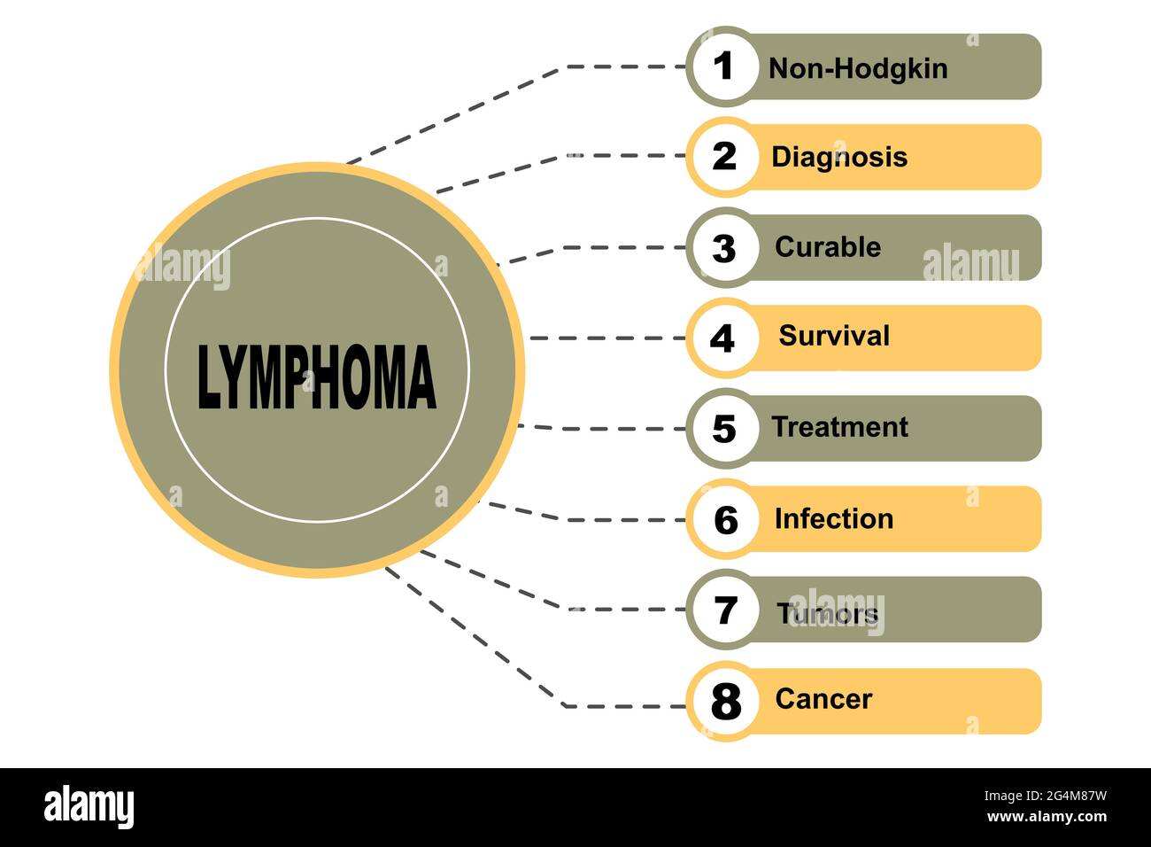 Diagram concept with Lymphoma text and keywords. EPS 10 isolated on white background Stock Vector