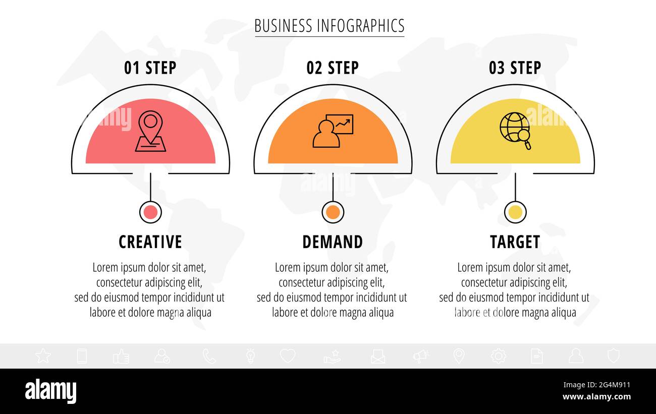 Minimal line infographics. Vector business concept of 3 steps by step ...