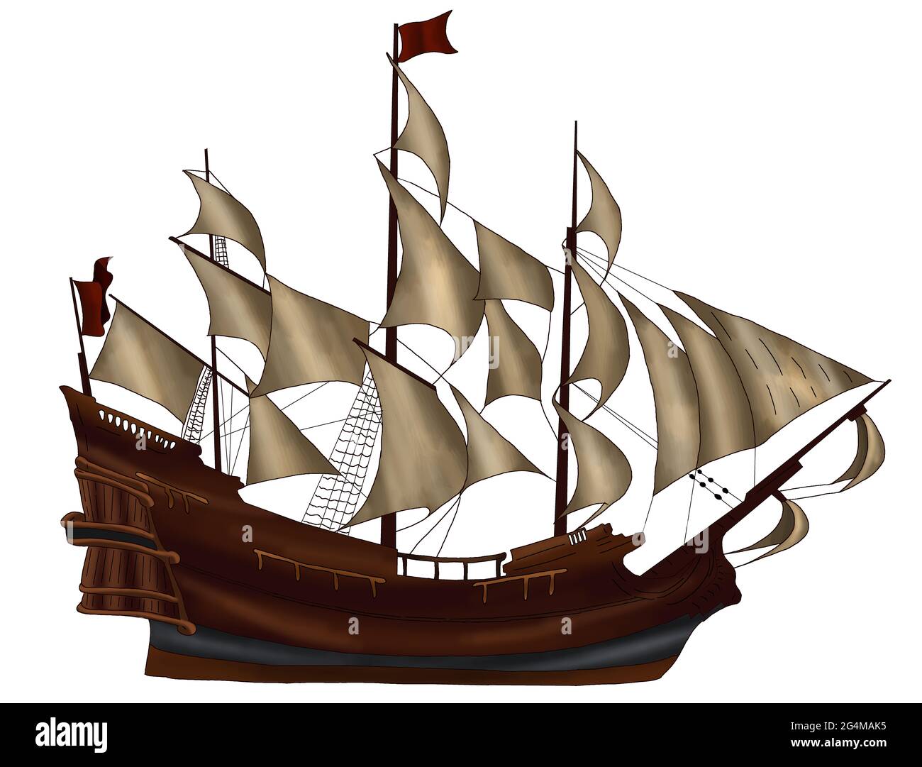 sailing ship on white background Stock Photo - Alamy
