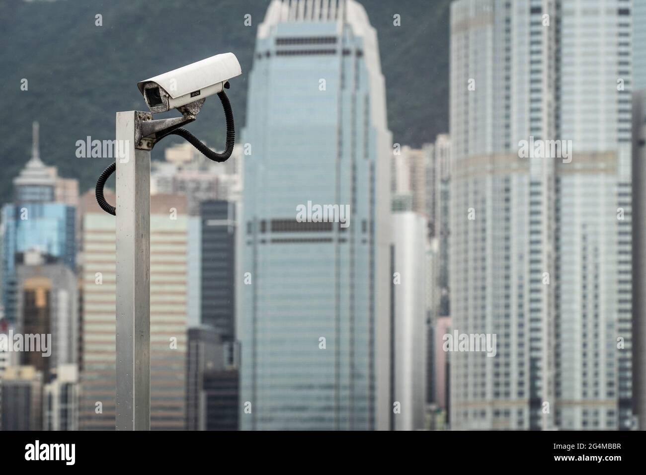 Hong Kong, China. 22nd June, 2021. The CCTV camera monitor is set in