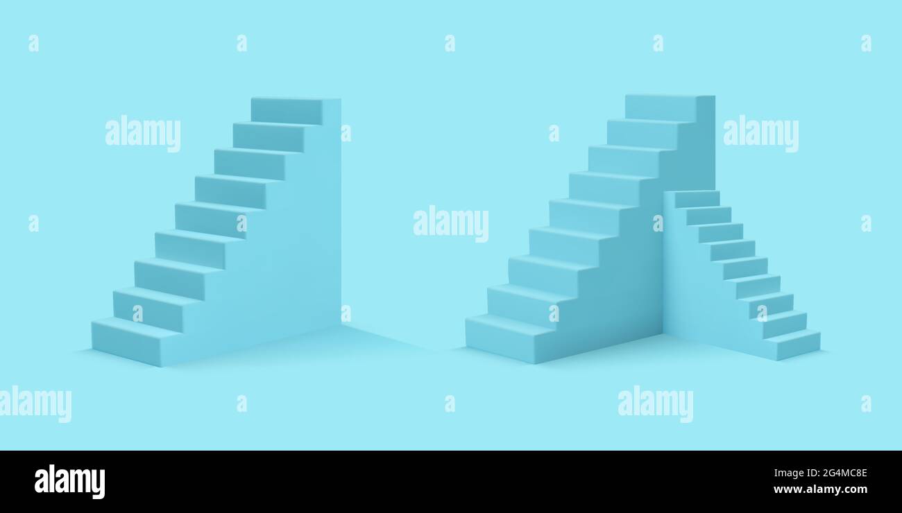 Realistic style blue stairs. Stock Vector