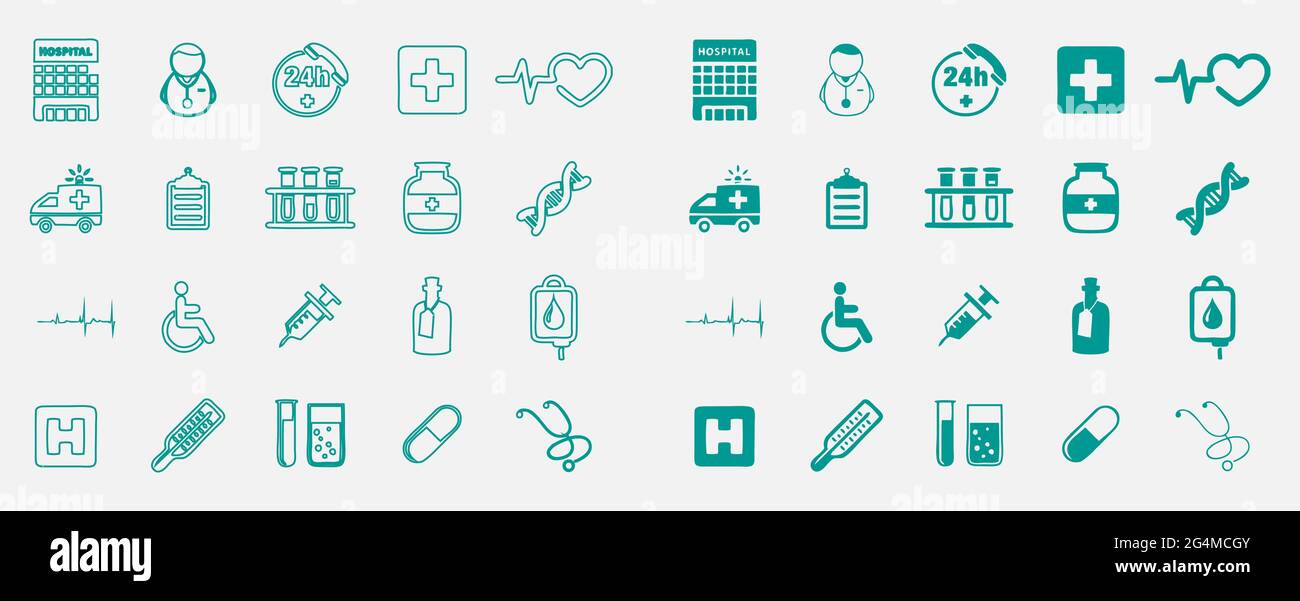Medical hospital icon set use in the medical graphical illustration ...