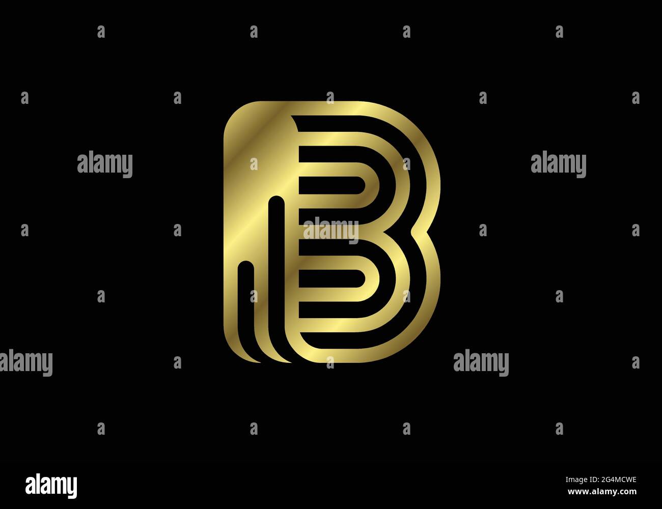 Golden capital letter B. Graphic alphabet symbol for logo, Poster, Invitation. vector illustration Stock Vector