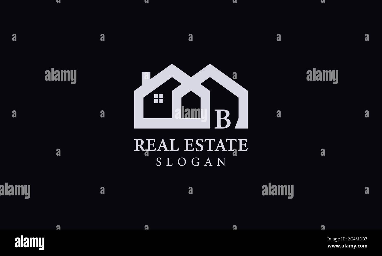 Alphabet B Real Estate Monogram Vector Logo Design, Letter B House Icon Template Stock Vector