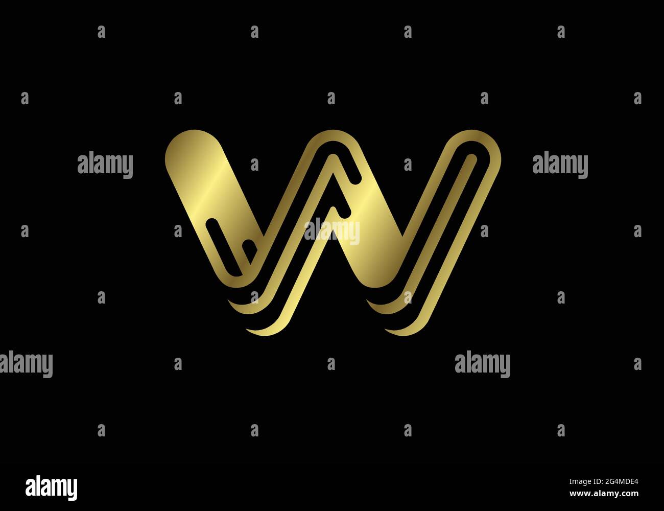 Golden capital letter W. Graphic alphabet symbol for logo, Poster ...