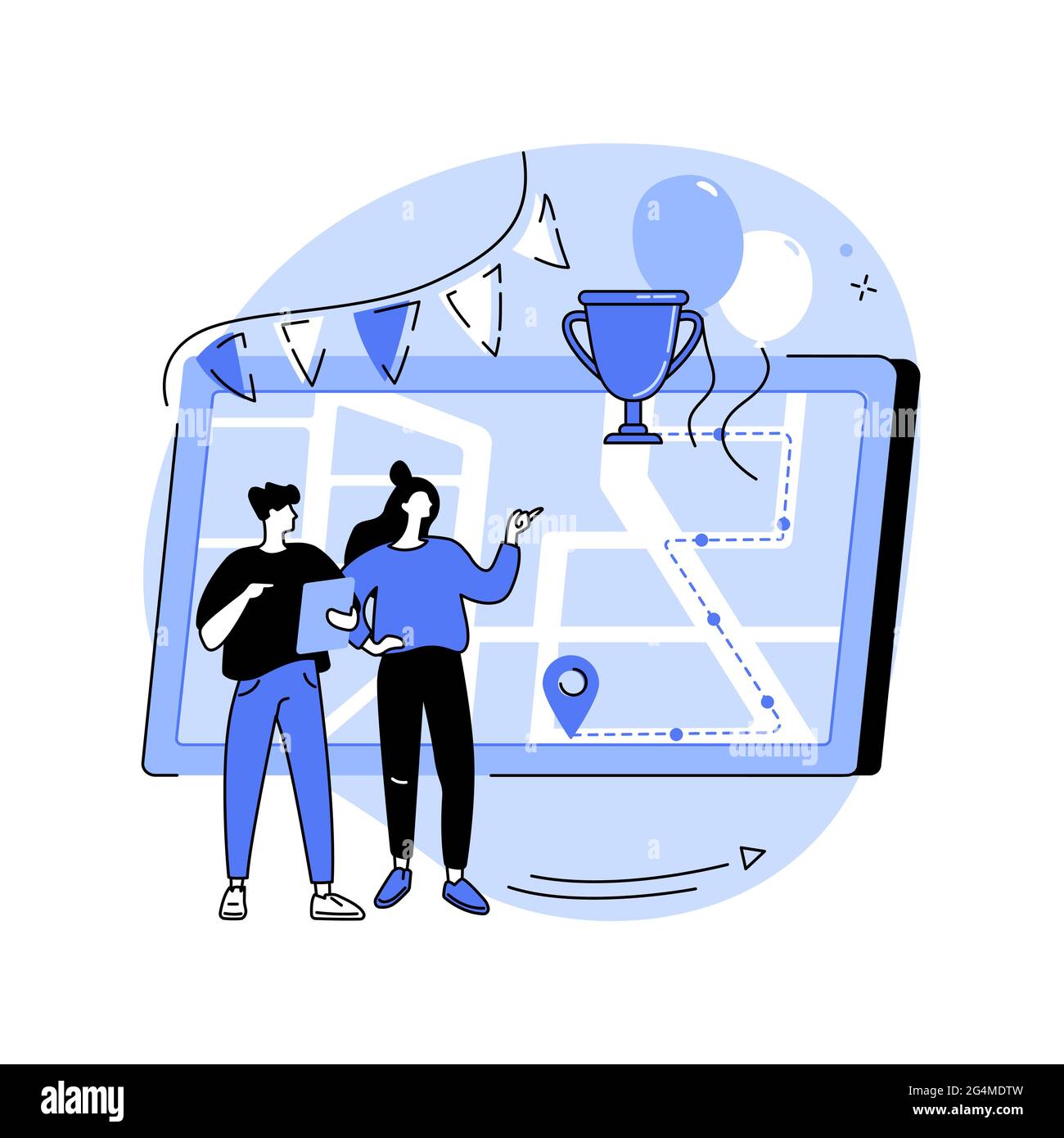 Interactive city quest abstract concept vector illustration. Stock Vector