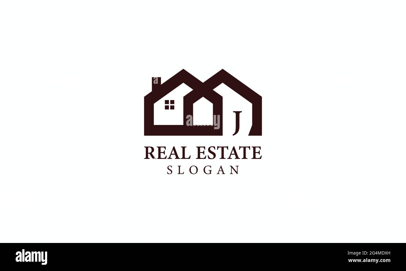 Alphabet J Real Estate Monogram Vector Logo Design, Letter J House Icon