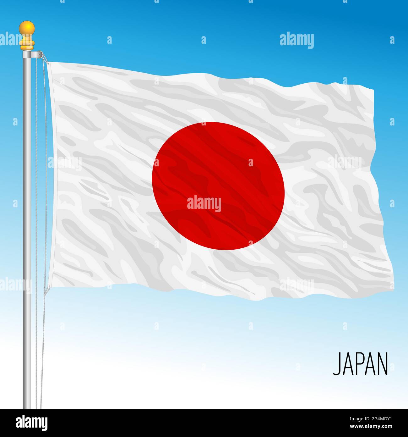 Japan official national flag, asiatic country, vector illustration Stock Vector