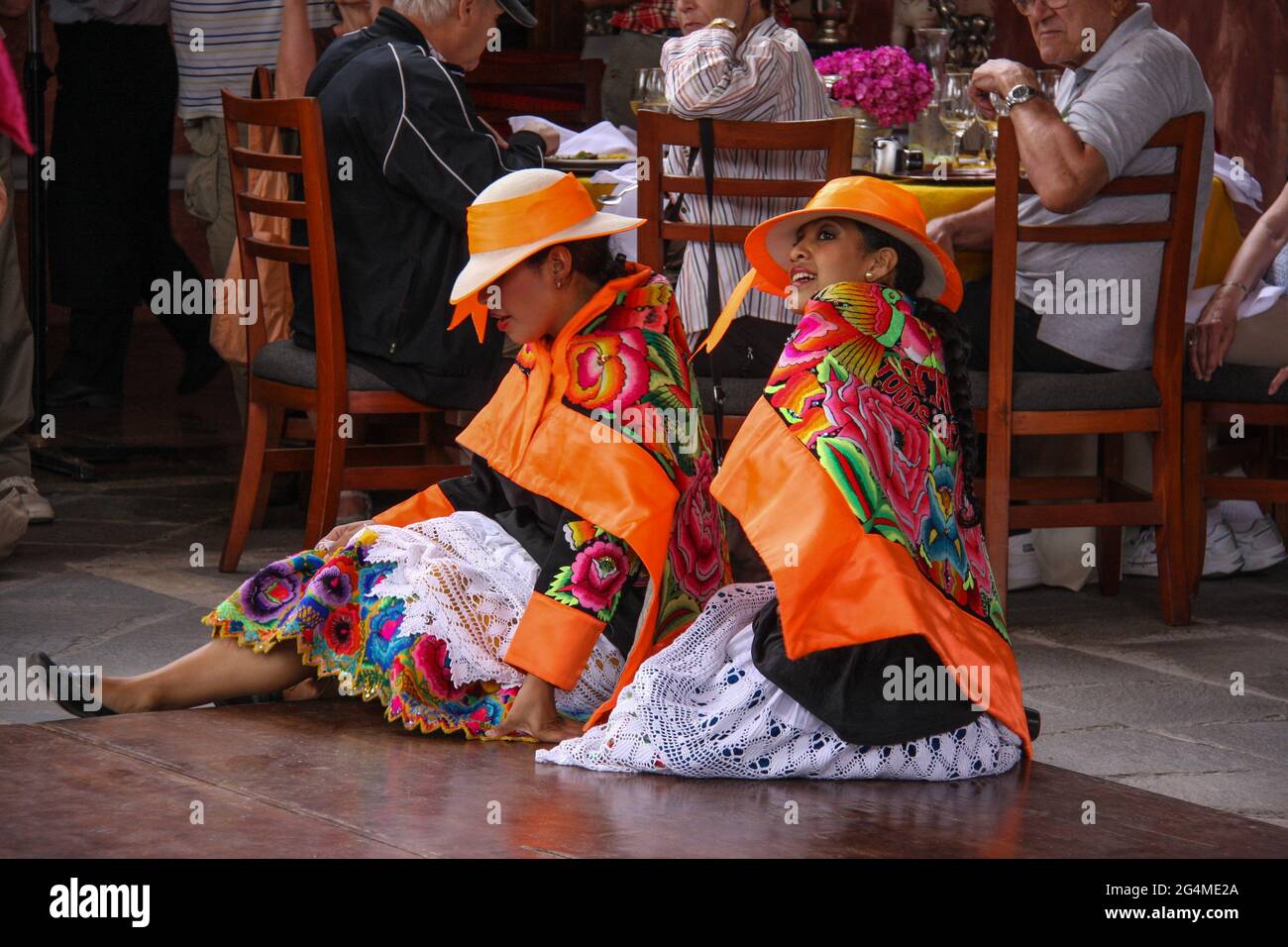 Traditional Peruvian dancers at Hacienda Mamacona Stock Photo