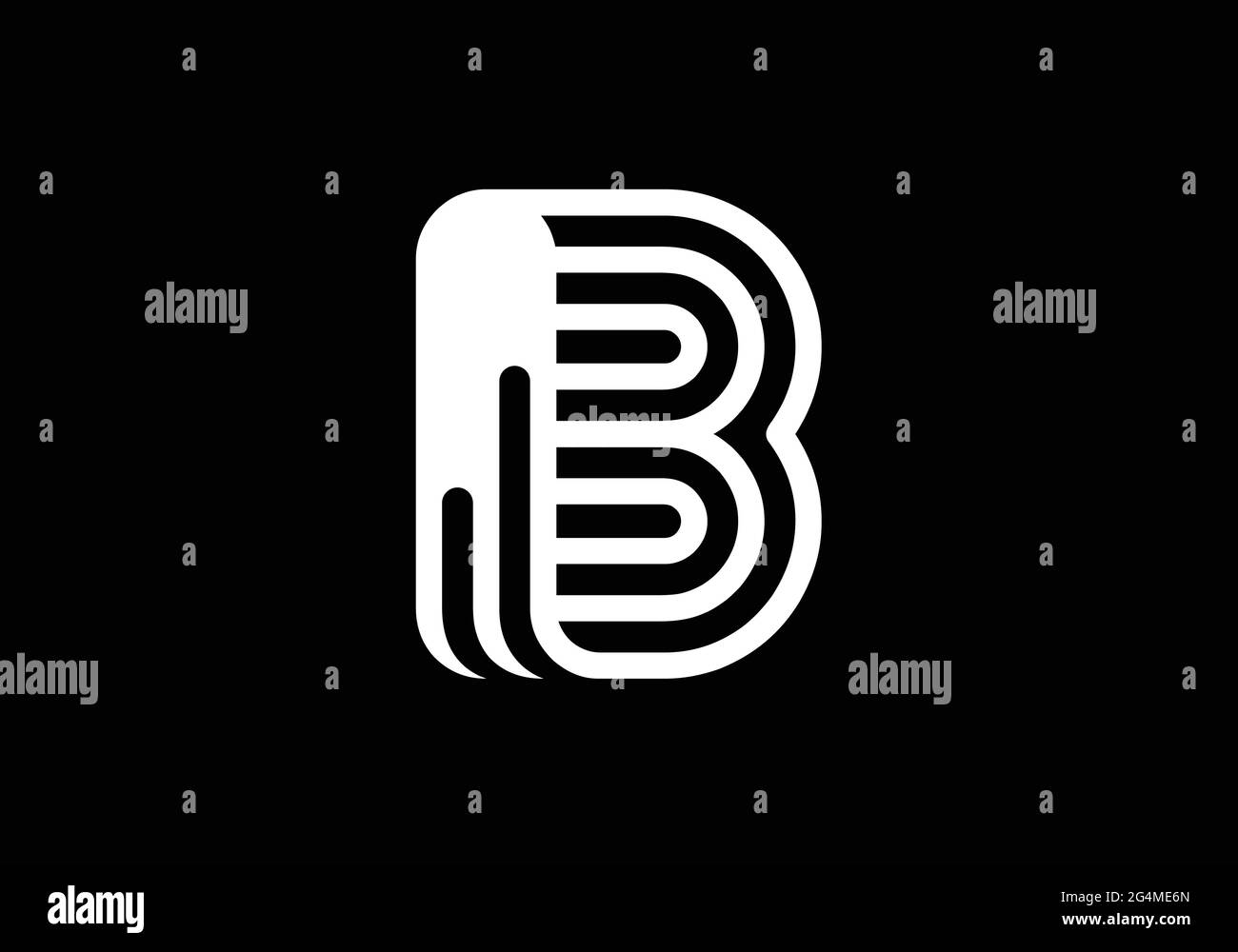 White capital letter B. Graphic alphabet symbol for logo, Poster, Invitation. vector illustration Stock Vector