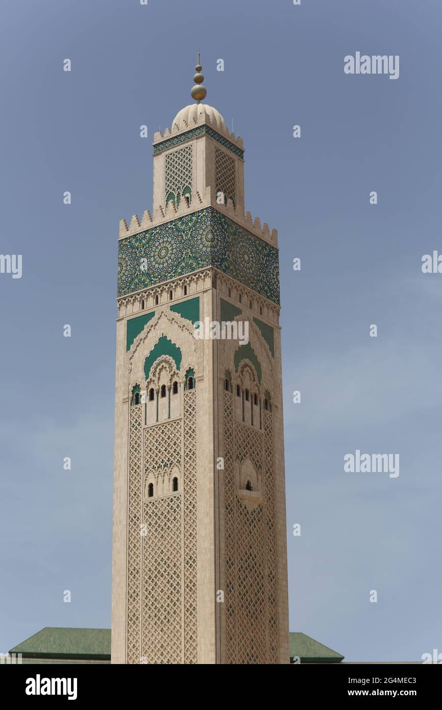Minaret of Hassan 2 Mosque, Casablanca, Morocco Stock Photo