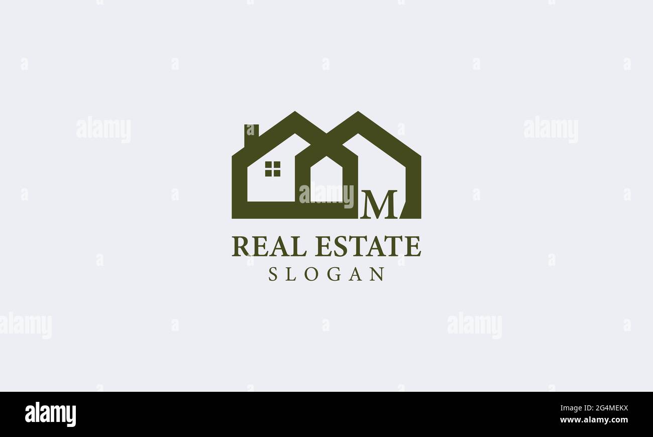 Alphabet M Real Estate Monogram Vector Logo Design, Letter M House Icon ...