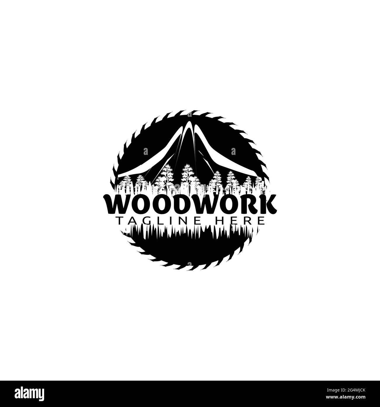 Woodworking logo design for wood shop Stock Vector