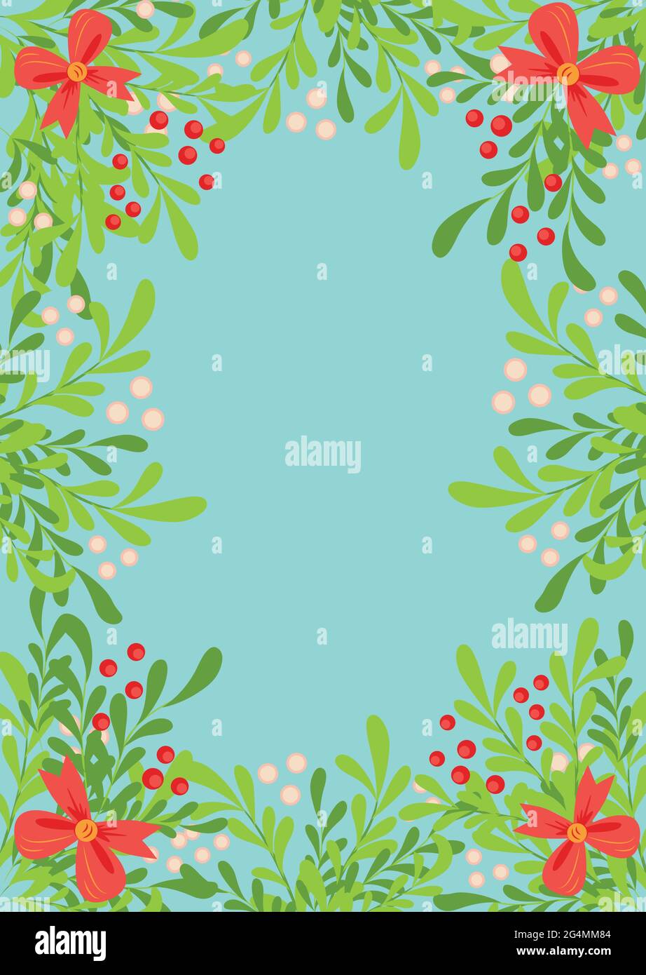 Fabulous winter. illustration of Christmas plants frame. Drawing for a