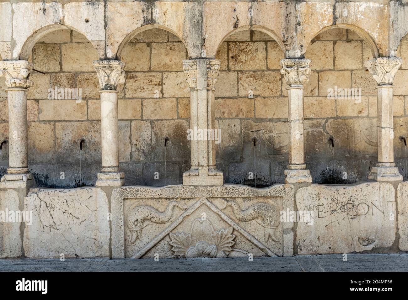 The 'Fontana Fraterna' is a public source of the city of Isernia, of which it is considered a symbol. Isernia, Molise, Italy, Europe Stock Photo
