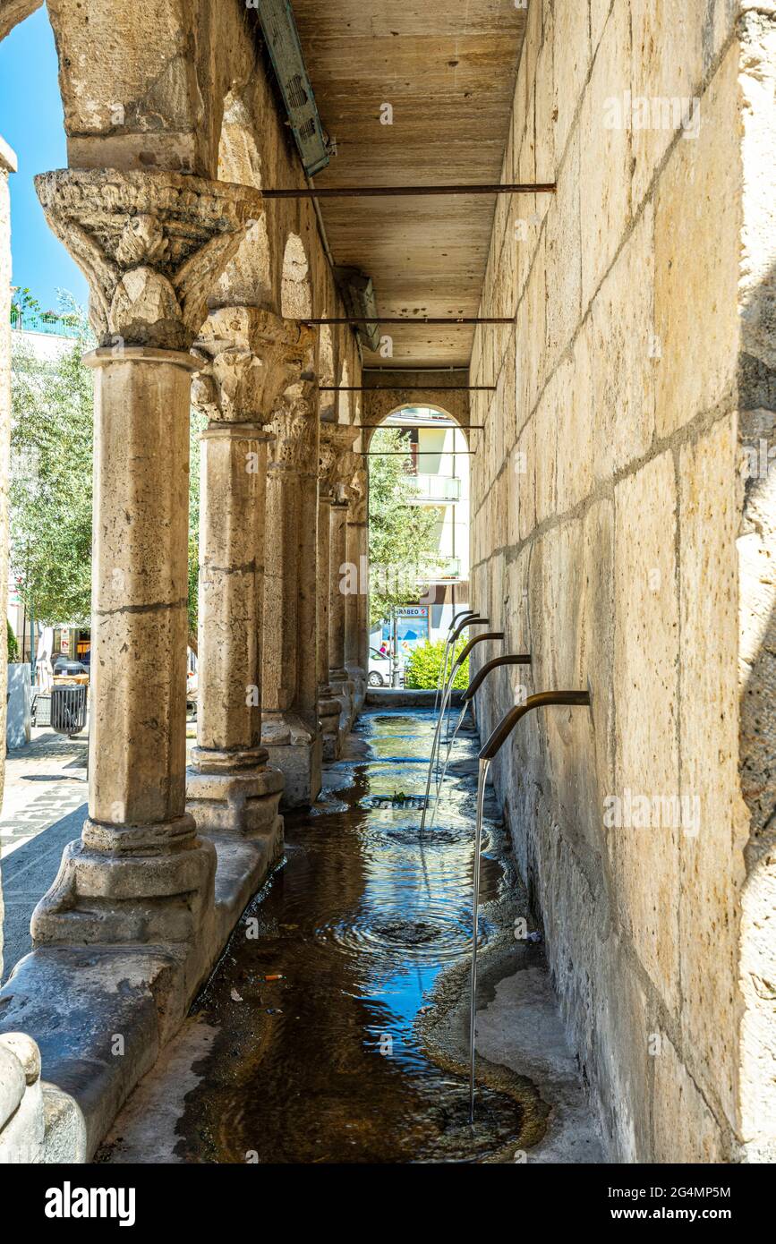 The 'Fontana Fraterna' is a public source of the city of Isernia, of which it is considered a symbol. Isernia, Molise, Italy, Europe Stock Photo