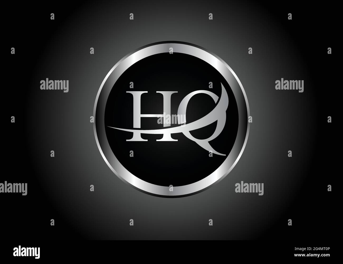 silver letter HQ metal combination alphabet logo icon design with grey ...