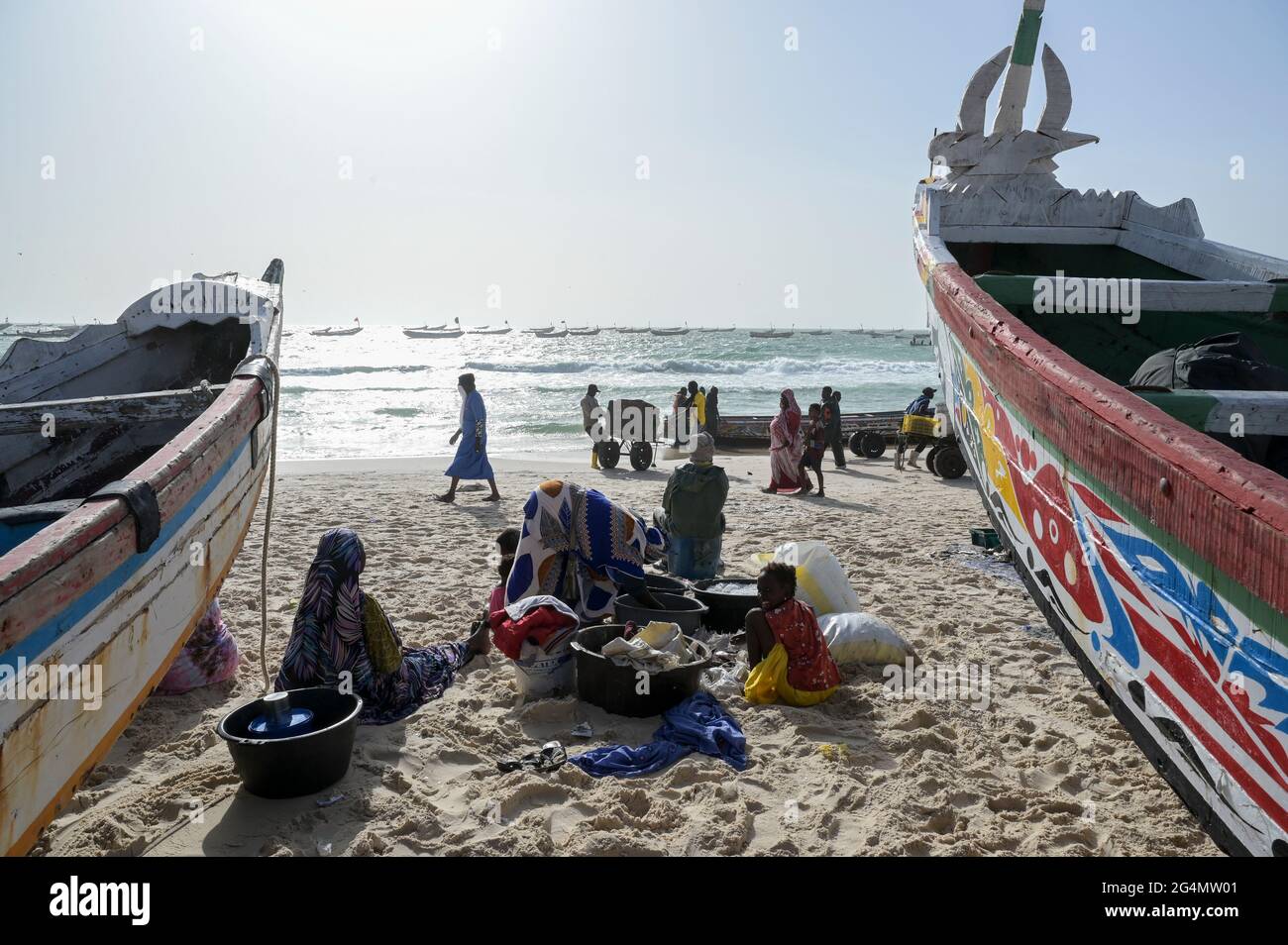 MAURETANIA, Nouakchott, atlantic ocean, fishing harbour, coast ...