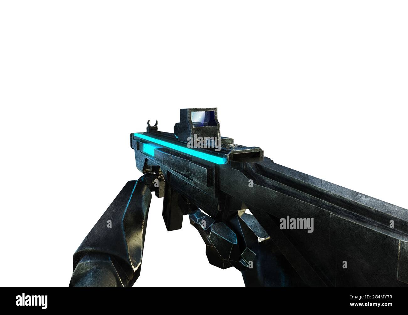 Isolated 3d render illustration of sci-fi first person shooter game ...