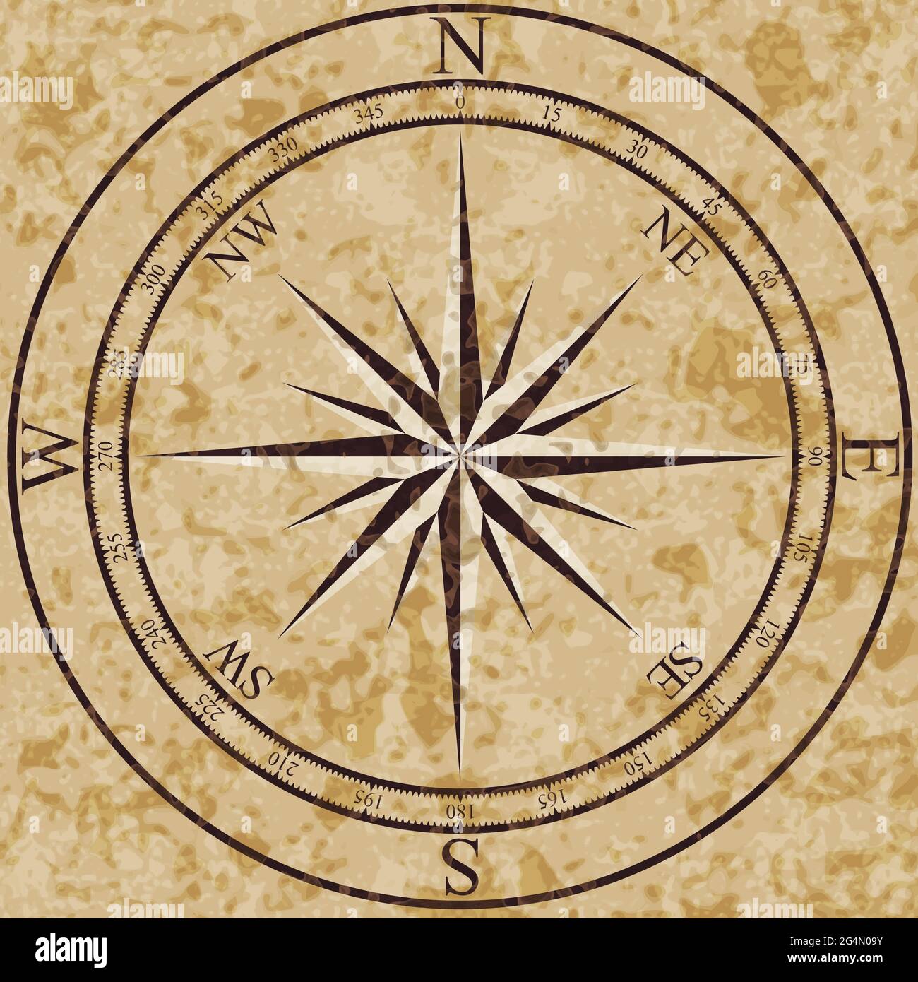 Windrose on old paper, EPS10 - vector graphics. Stock Vector