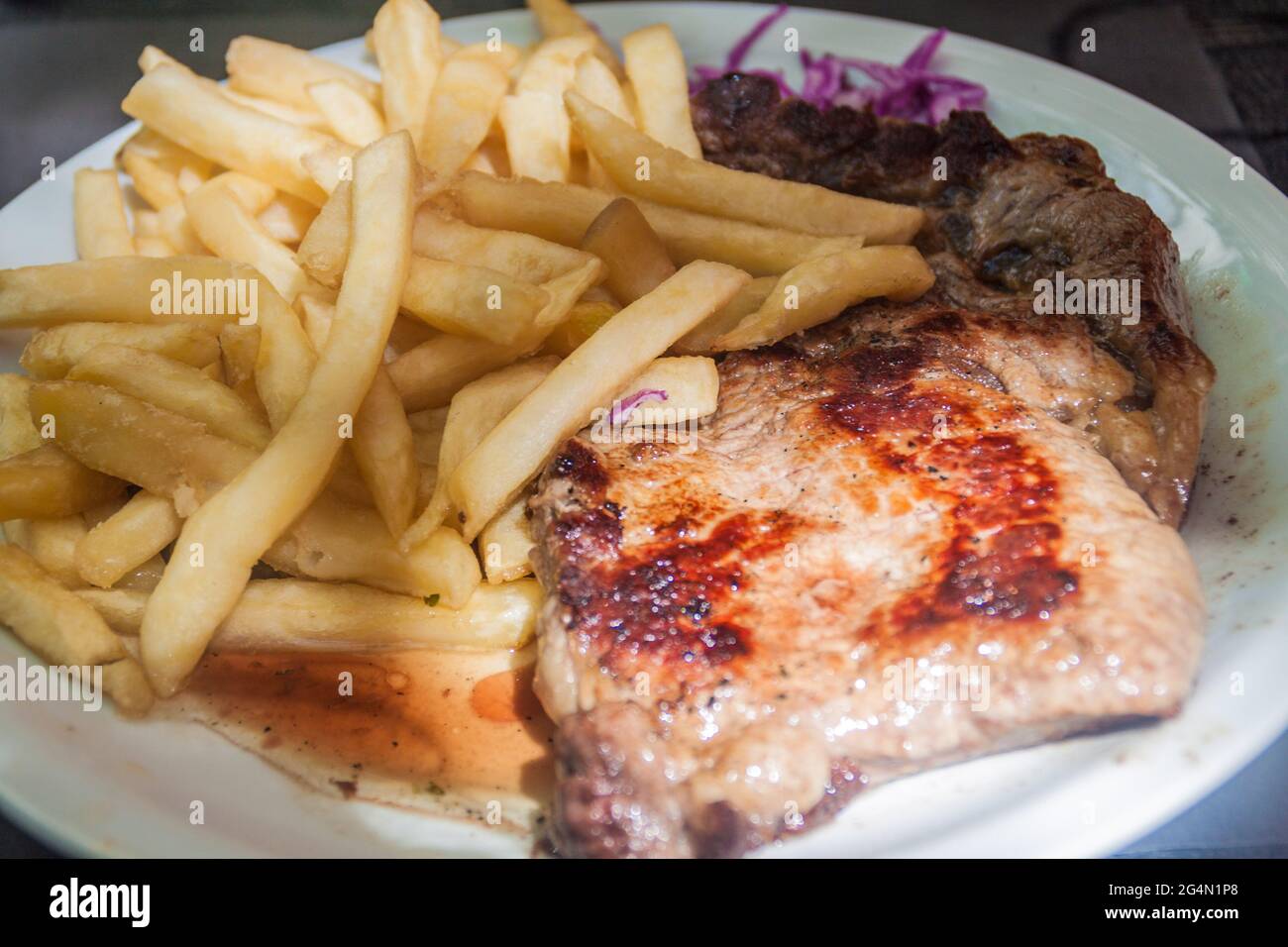 Argentinian steak in a restaurant in Mendoza, Argentina Stock Photo