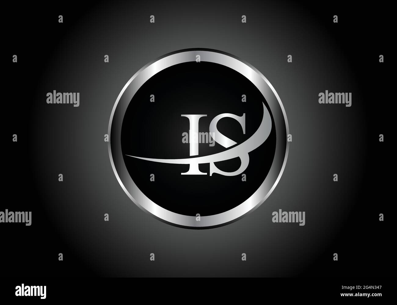 silver letter IS metal combination alphabet logo icon design with grey color on Black and white gradient design for a company or business Stock Vector