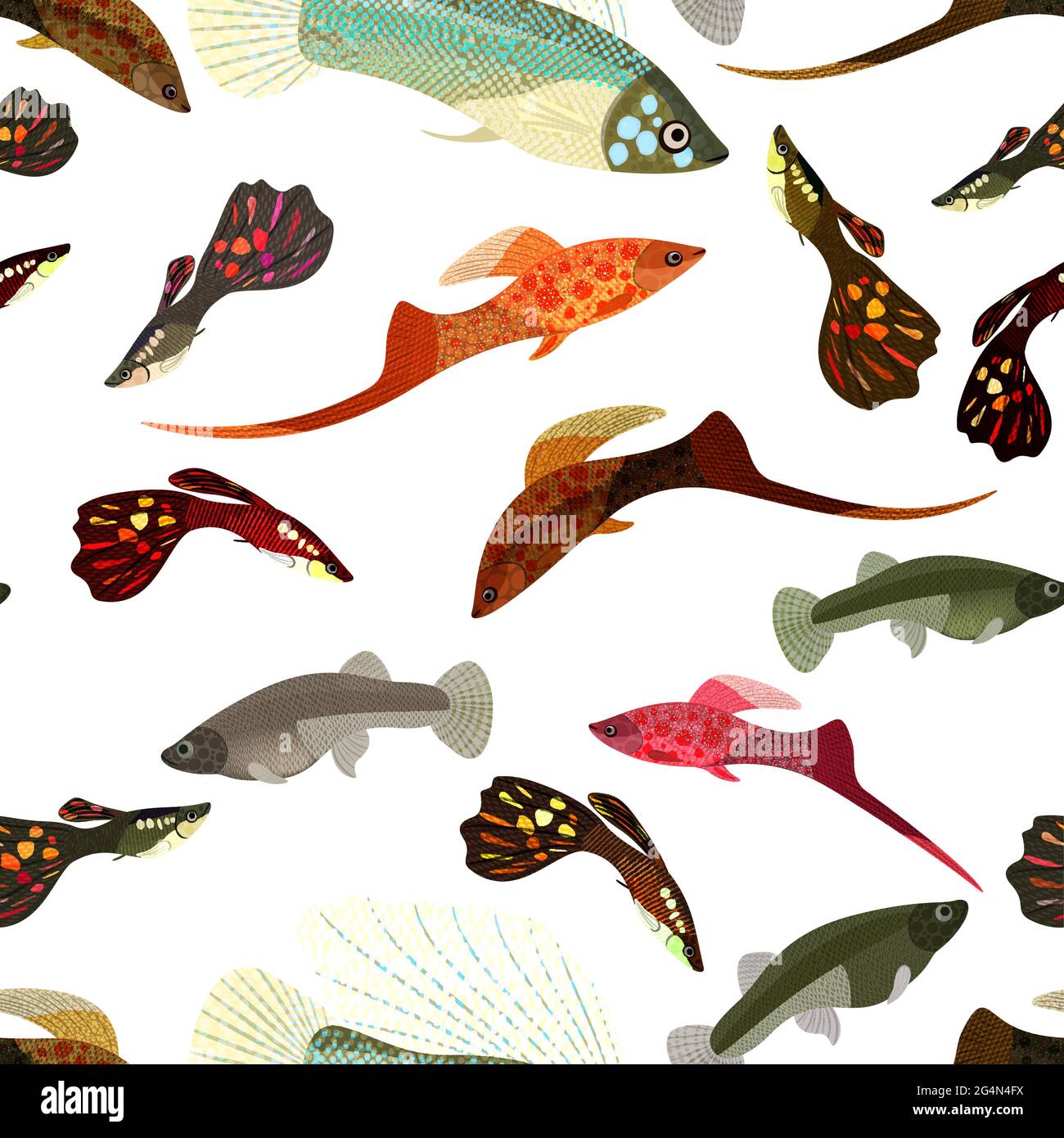 Fishes aquarium design element seamless pattern, EPS10 - vector graphics. Stock Vector