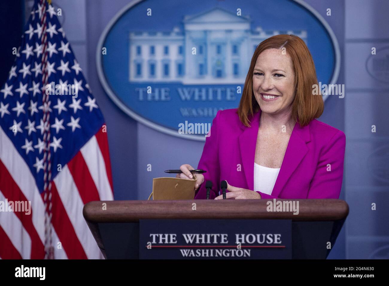 White House Press Secretary Jen Psaki delivers remarks during the daily press briefing at the