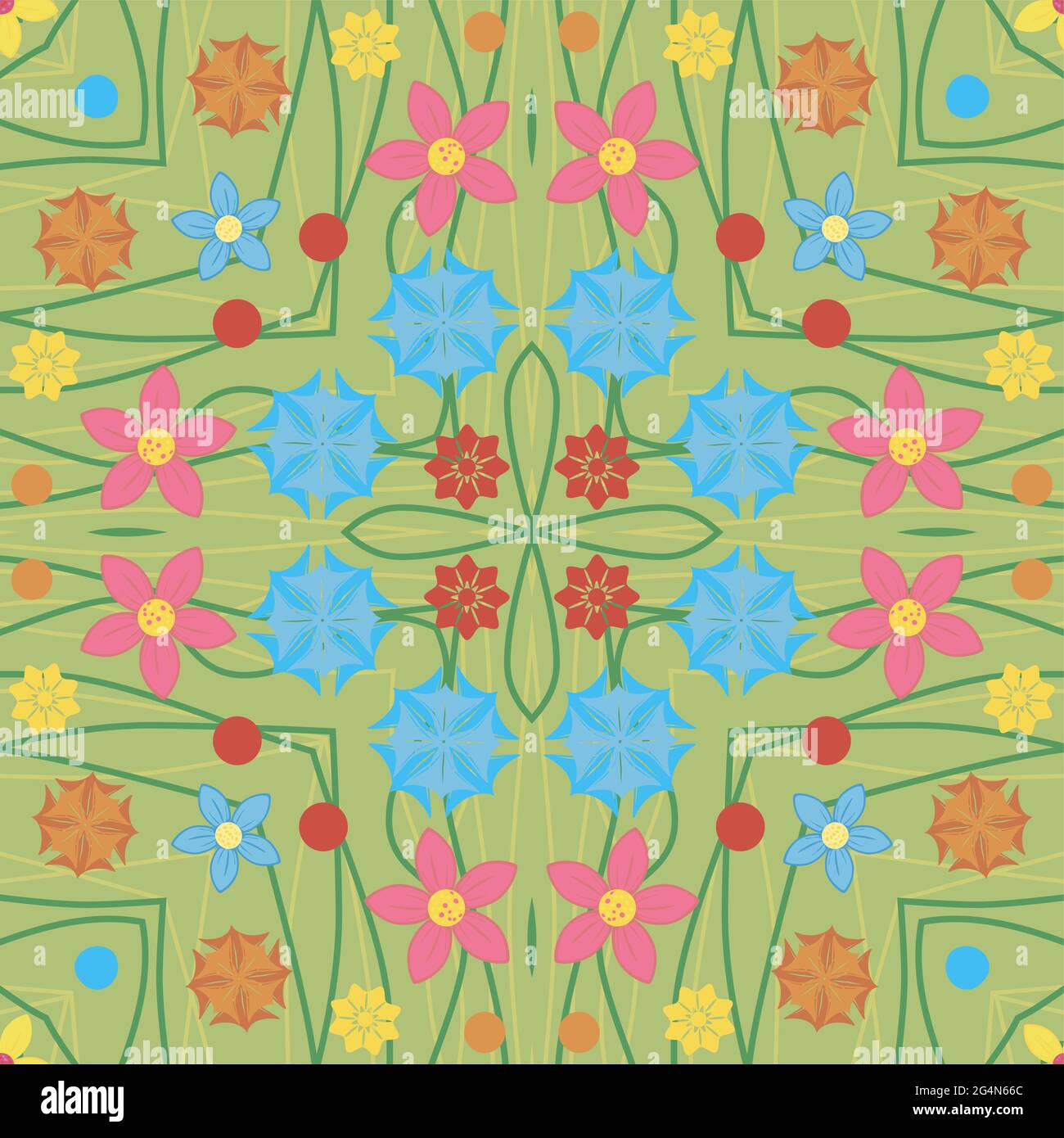 Abstract floral seamless pattern green background, EPS8 - vector ...