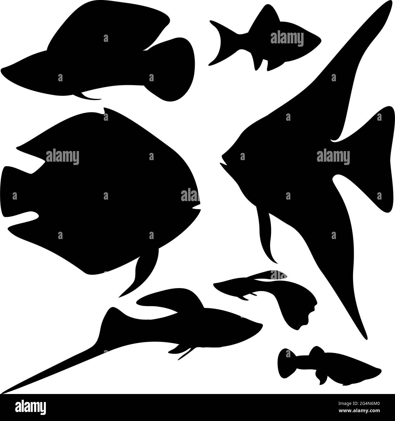 Collection circuits aquarium fishes, EPS8 - vector graphics. Stock Vector