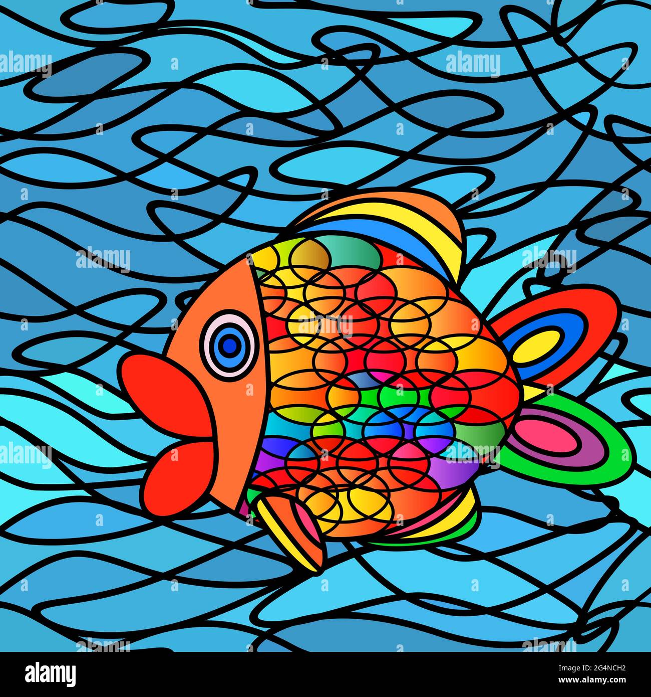 Stained Glass Style Abstract Fish Imitation Seamless Pattern Eps10 Vector Graphics Stock Vector Image Art Alamy