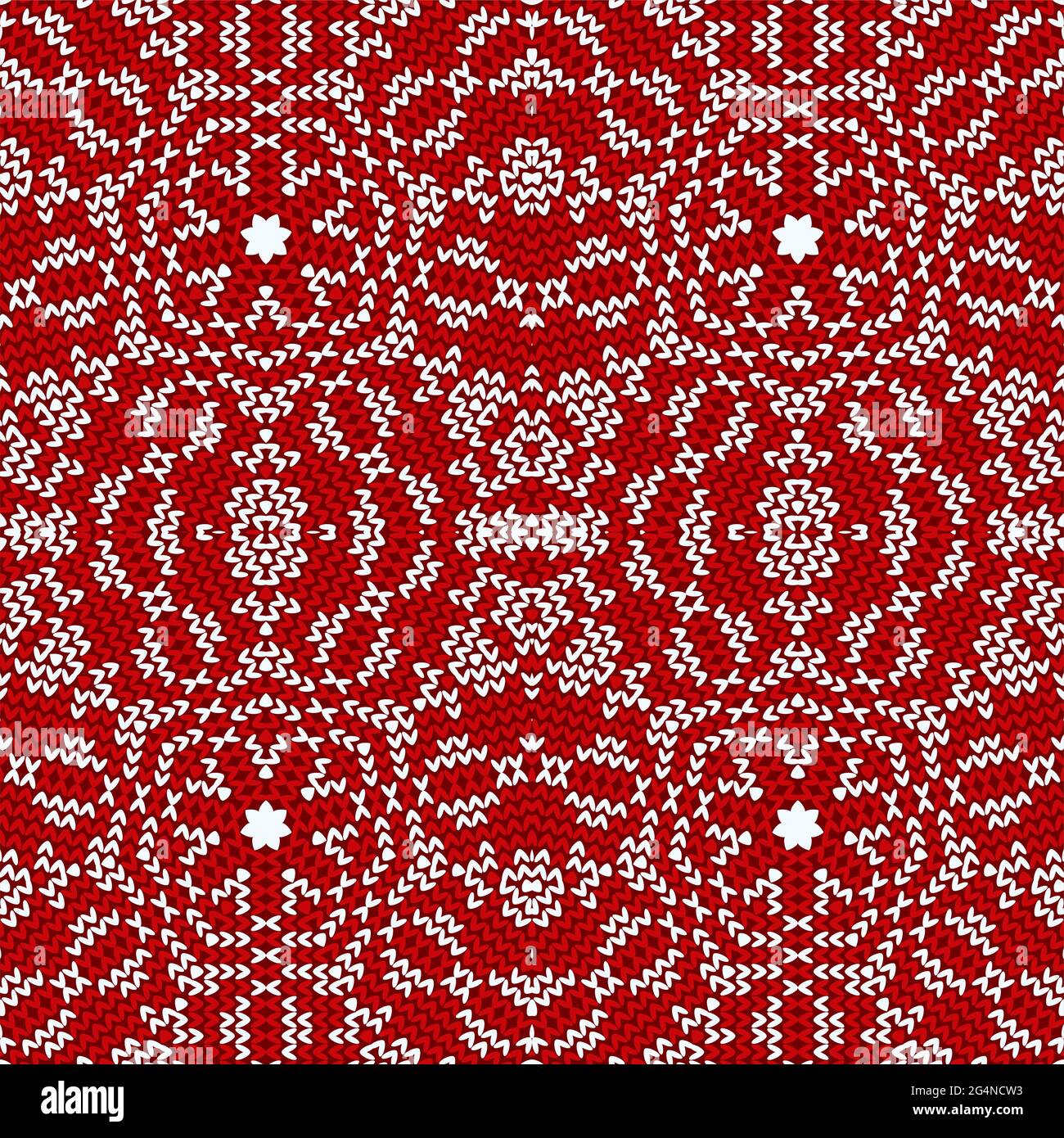 Elegant knitting seamless ornament red background, EPS8 - vector graphics. Stock Vector